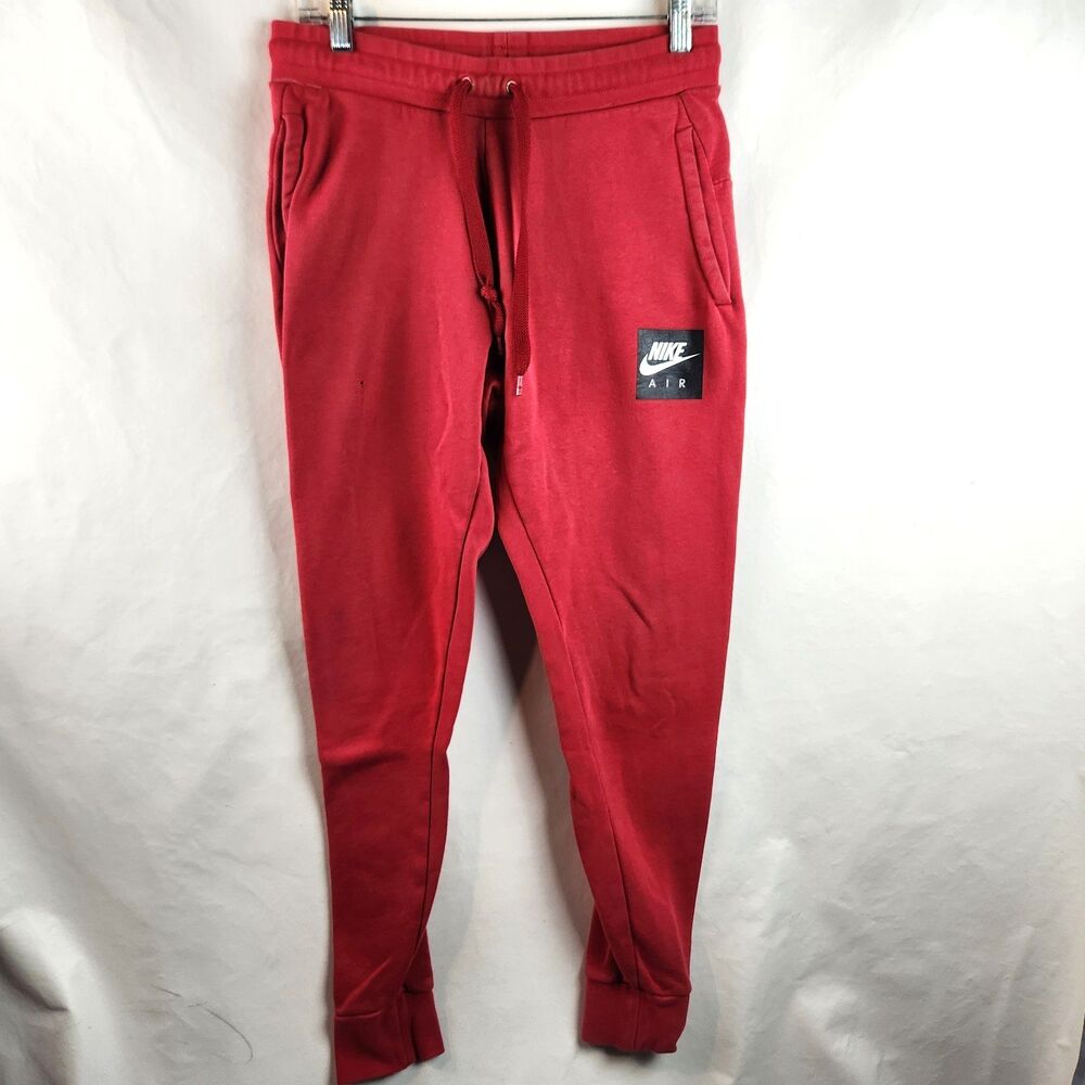 Nike Air Mens Jogger Pants Small Red Tapered Sweatpants Graphic Athletic Sporty